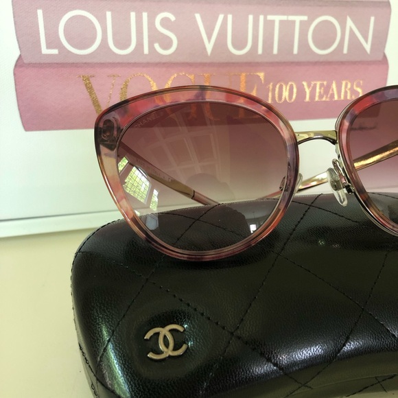 Chanel Pink/Purple Printed Cat Eye Sunglasses - Picture 10 of 15